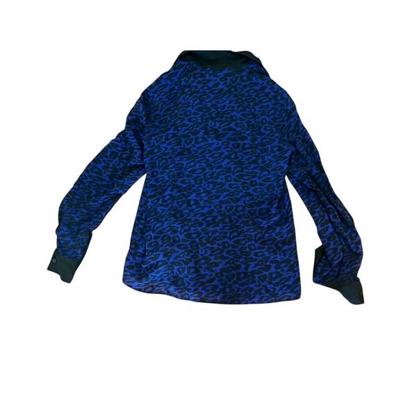 EUC Armani Exchange Semi-Sheer BlueButton up Long sleev Leopard print Top size M - Picture 10 of 12